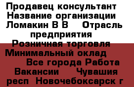 Продавец-консультант › Название организации ­ Ломакин В.В. › Отрасль предприятия ­ Розничная торговля › Минимальный оклад ­ 35 000 - Все города Работа » Вакансии   . Чувашия респ.,Новочебоксарск г.